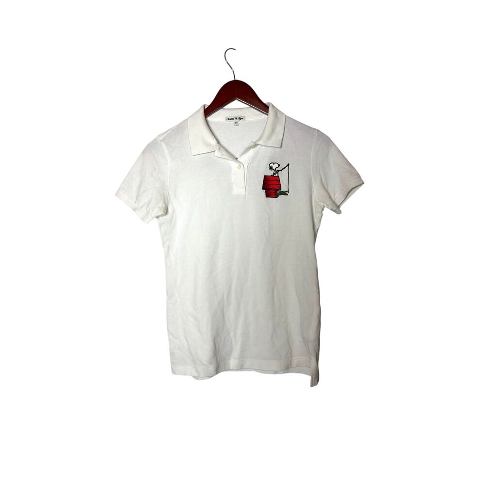 Lacoste x Peanuts Snoopy Womens Polo Shirt 38 White Doghouse Crocodile 2021